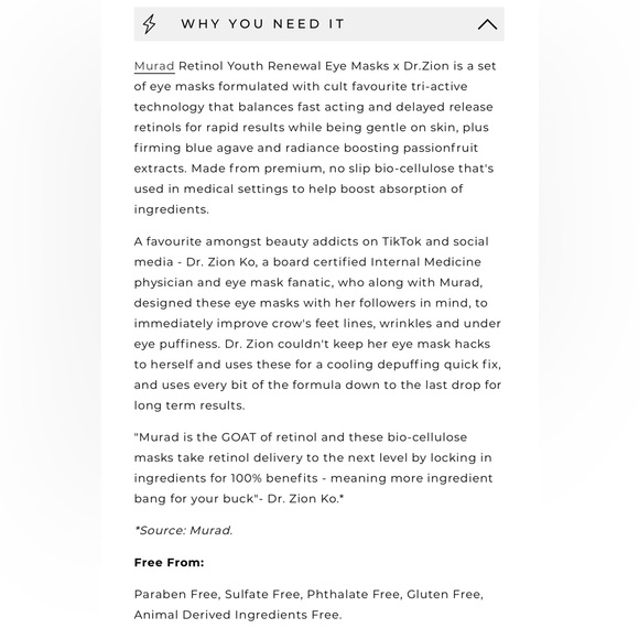 🦋$8 ~ Murad Retinol Youth Renewal Eye Masks x Dr.Zion ~ 1 Pack ~ NEW - Picture 6 of 10